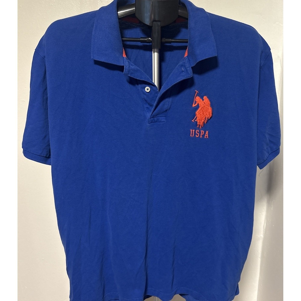 U.S. Polo Assn. USPA #3 Shirt Men's XL Blue Short Sleeves Big RED Ponies